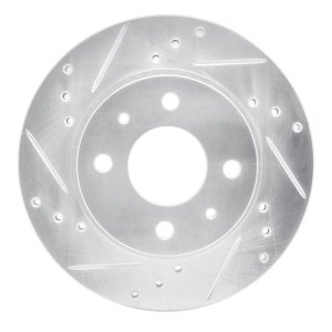 Nissan NX Brake Rotor (1) - Front Left - R1 Concepts - Drilled & Slotted - Silver - `86-`17